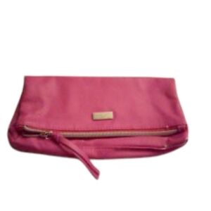 Mally Beauty Pink Fold Over Cosmetic Bagg Magnetic and Zipper Closures Flawed